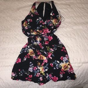 Black floral romper